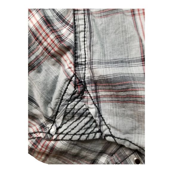 Buckle BLACK Brand Button Up Pearl Snaps Plaid Shirt Top Athletic Fit Sz XXL - Picture 9 of 12